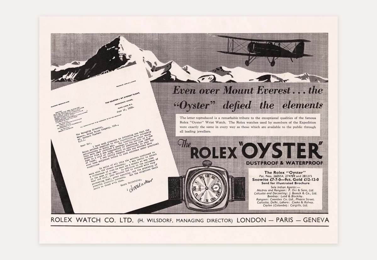 Vintage advert for the Rolex Oyster