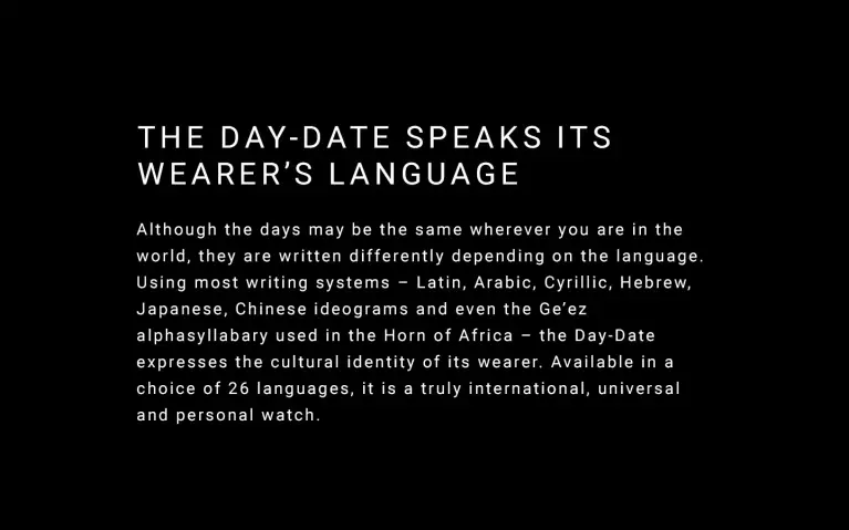 The Day-Date speaks its wearer's language