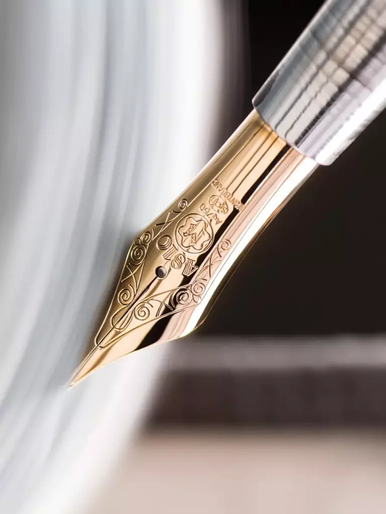 The nib of a Montblanc fountain being crafted