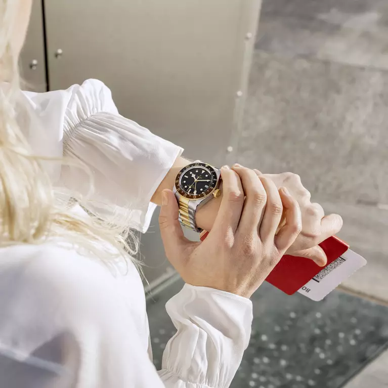 TUDOR Black Bay GMT S&G being worn on a female wrist
