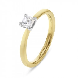 Yellow Gold Princess Cut 0.38ct Diamond Solitaire Ring