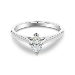 Platinum & Marquise Cut 0.50ct Diamond Solitaire Engagement Ring Flat