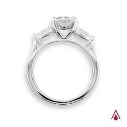 Florentine Platinum Brilliant and Pear Cut Diamond Three Stone Ring Upright