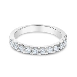 Platinum & Diamond Claw Set Wedding Ring flat view to see inside ring and diamonds at the front