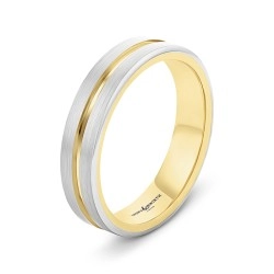 18ct Yellow Gold Platinum Channel Cut Wedding Ring