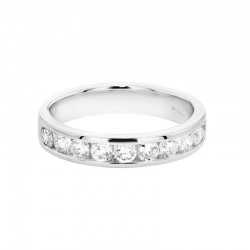 Platinum Diamond Channel Set 4mm Wedding Ring flat view with diamonds front on