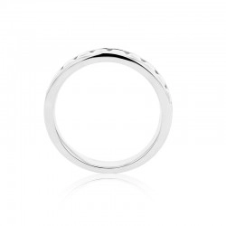 Platinum Diamond Channel Set 4mm Wedding Ring Upright profile view