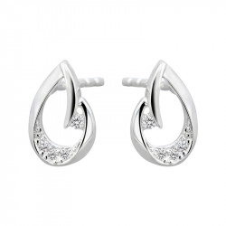 9ct White Gold & Diamond Fancy Open Tear Shaped Stud Earrings
