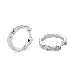 18ct White Gold & Diamond Hoop Style Earrings - 1.50ct