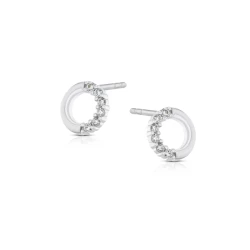 14ct White Gold 0.12ct Diamond Circle Earrings Side
