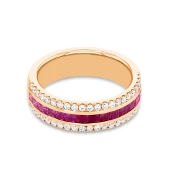 18ct Rose Gold Ombre Ruby & Diamond Ring flat