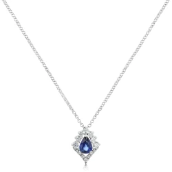 18ct White Gold 0.41ct Sapphire and Diamond Necklace