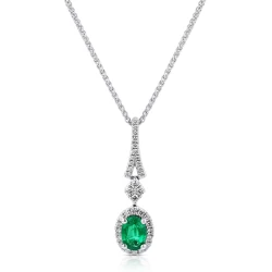18ct White Gold 0.46ct Emerald & Diamond Necklace close up