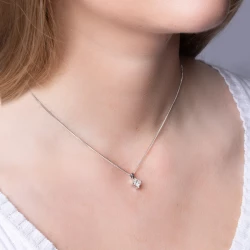18ct White Gold 0.70ct Princess Cut Diamond Solitaire Necklace