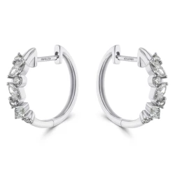 18ct White Gold 0.71ct Mixed Diamond Hoops side view