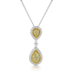 18ct White Gold 0.75ct Yellow Diamond Pendant Necklace close up