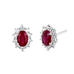18ct White Gold 1.19ct Ruby & Diamond Earrings front and side