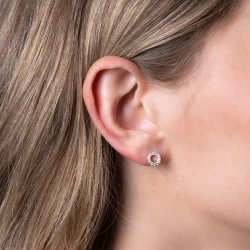 18ct White Gold & Diamond Open Circle Design Stud Earrings