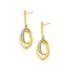 18ct Yellow Gold 0.04ct Diamond Linked Circle Earrings side