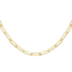 18ct Yellow Gold Elongated Oval Link Necklace Close Up