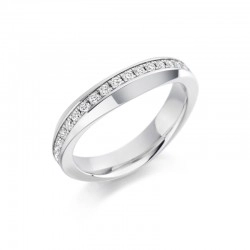 Christian Bauer 4mm 18ct White Gold Twisted Diamond Set Wedding Ring