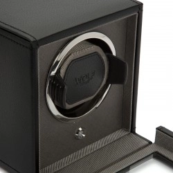 WOLF Cub Single Watch Winder with Cover in Black Close Up