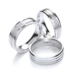 9ct White Gold 5mm Patterned gents wedding ring collection