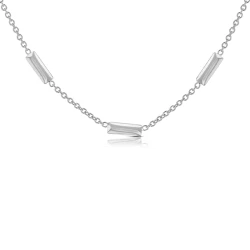 9ct White Gold Chain & Block Link Necklace Close Up