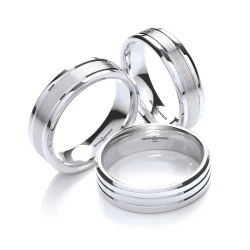 9ct White Gold Gents wedding ring group of 3 rings