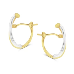 9ct Yellow & White Gold Wave Hoop Earrings side view