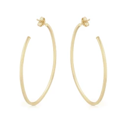 9ct Yellow Gold 50mm Fine Oval Hoop Backs