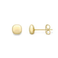 9ct Yellow Gold 7mm Cushion Stud Earrings front and side