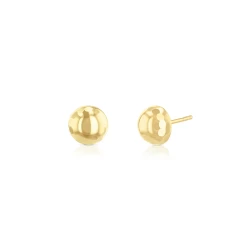 9ct Yellow Gold Diamond-Cut Edge 7mm Stud Earrings front and side
