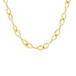 9ct Yellow Gold 18" Interlocking Oval Link Necklace Close Up