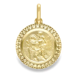 9ct Yellow Gold Large Round St Christopher Pendant