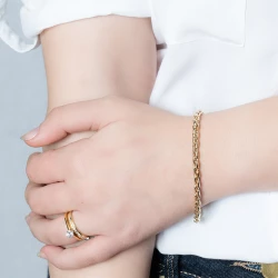 9ct Yellow Gold Tight Link Bracelet on model