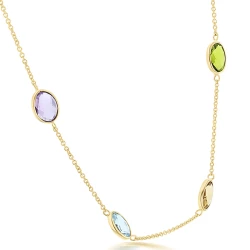 Yellow Gold 18" Chain & Gemstone Necklace