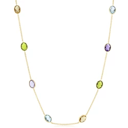 Yellow Gold 18" Chain & Gemstone Necklace