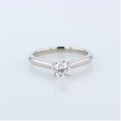 Alecia Platinum and Diamond Solitaire Engagement Ring Flat Angled