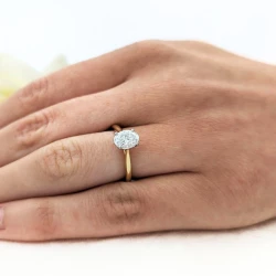Classic Oval 18ct Yellow Gold 0.80ct Diamond Soliatire Ring on hand