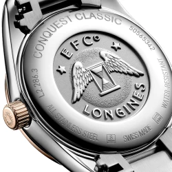 Conquest Classic 29.5mm Two Tone Mother-of-Pearl & Diamond back casing close up