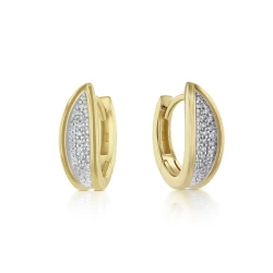 Curved Marquise 14ct Yellow Gold 0.14ct Diamond Hoop Earrings angled