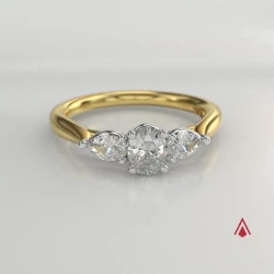 Florentine Oval 18ct Yellow Gold 0.83ct Diamond Trilogy Ring 360 spin video