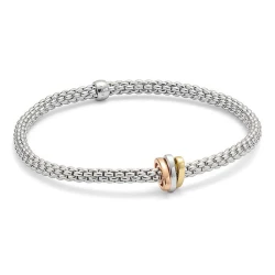 Fope Prima White Gold with Tri-Gold Rondels Bracelet different angle