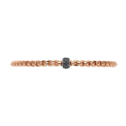 FOPE Eka Rose Gold Flex'it Bracelet with Black Diamond Pave Front