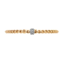 FOPE Eka Tiny Yellwo Gold Flex'it Bracelet with Diamond Pave front view