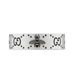 Gucci GG and Bee Engraved Ring Flat