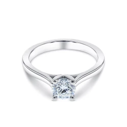 KC Collection Platinum and Brilliant Cut Diamond Solitaire Ring Flat
