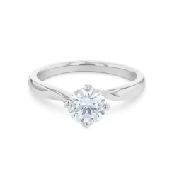 KC Collection Platinum and Diamond Solitaire Ring Flat