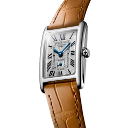 Longines Dolcevita silver dial watch angled view